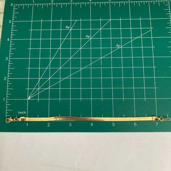 Vintage Gold Plated Flat Herringbone Bracelet 7-1/4" 14Kt Hamilton Yellow Gold - Picture 12 of 12